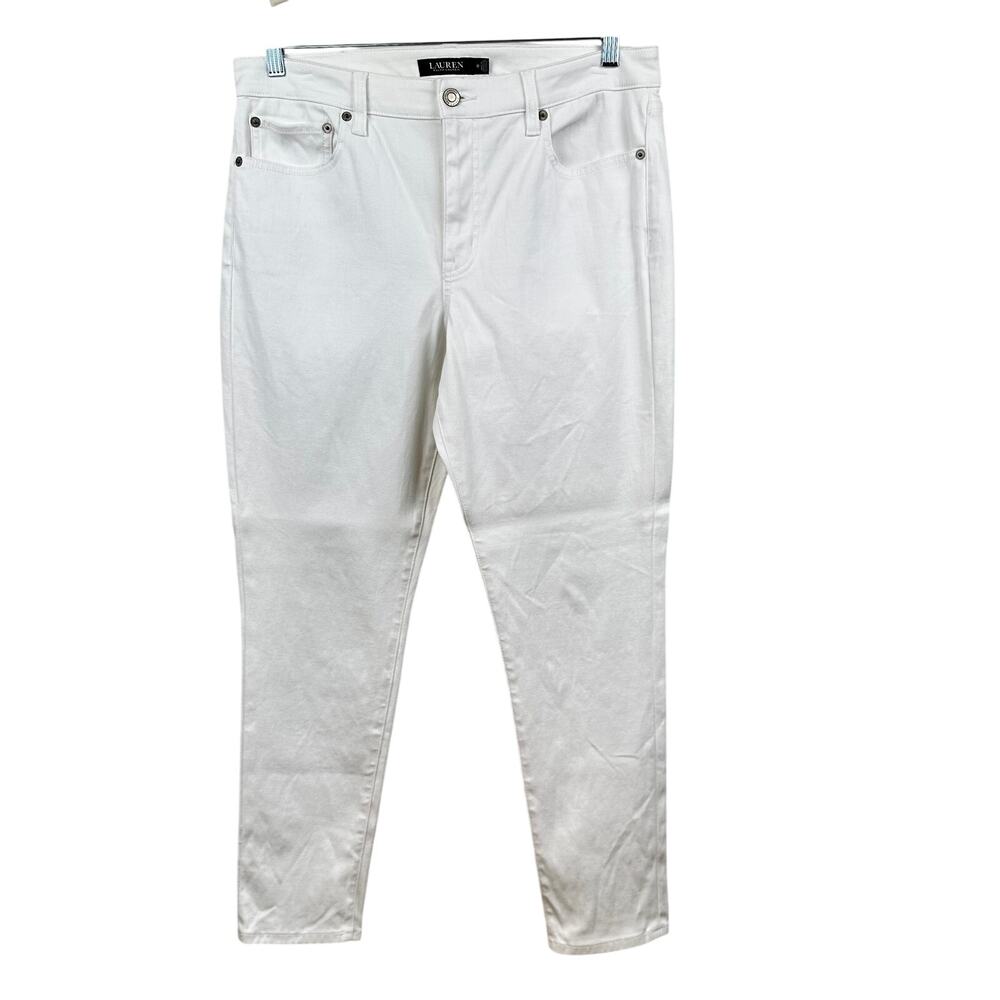 Lauren Ralph Lauren Womens White Ankle Jeans Mid Rise Slim 12 Preppy New England